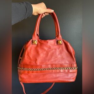 Chloe Calfskin Kira Convertible Bowler Bag Brick Red